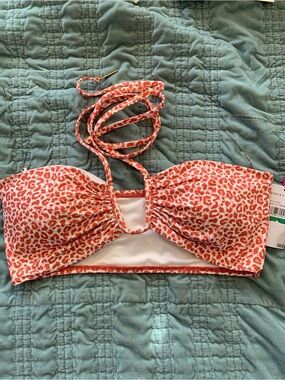 Vince Camuto Cinnabar Pink Leopard Print Bikini Top